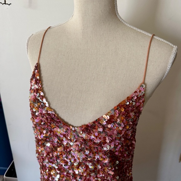 ASHISH Sequin Pink Gold Mini Dress XS - Picture 3 of 5